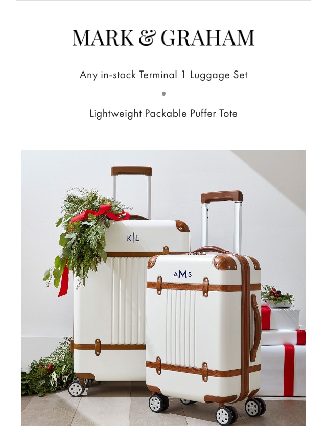 MARK & GRAHAM - Any in-stock Terminal 1 Luggage Set - Lightweight Packable Puffer Tote