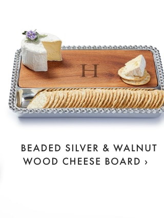 BEADED SILVER & WALNUT WOOD CHEESE BOARD ›