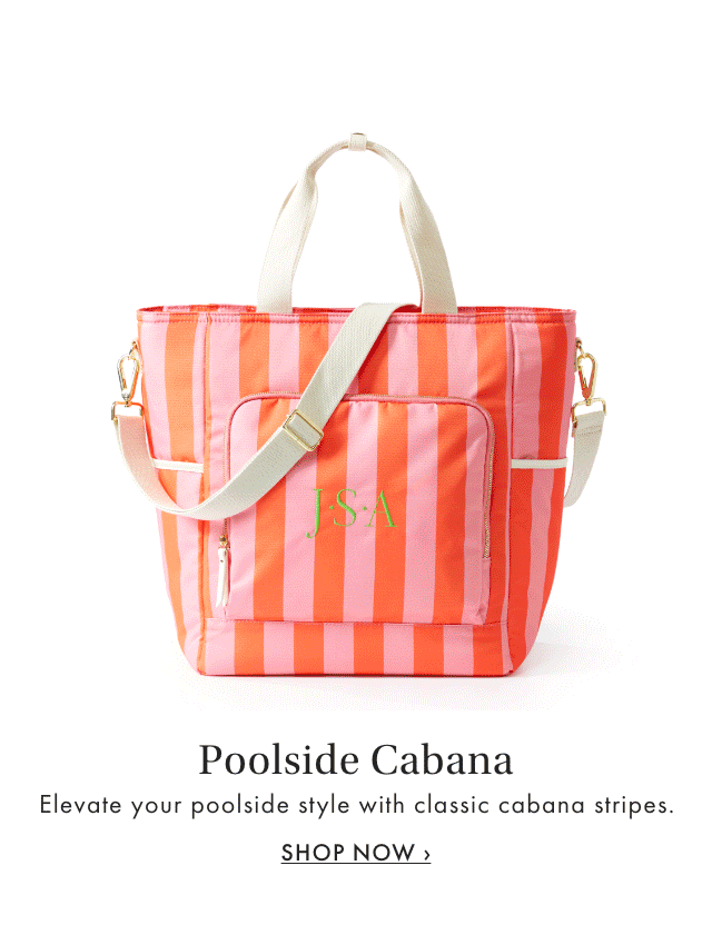 Poolside Cabana - Elevate your poolside style with classic cabana stripes. - SHOP NOW ›