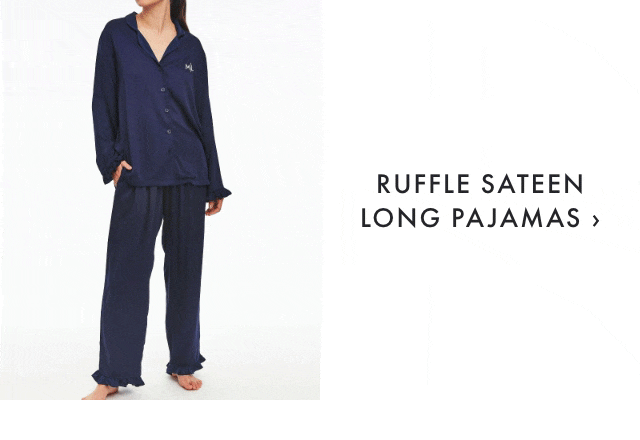 RUFFLE SATEEN LONG PAJAMAS &rsaquo;