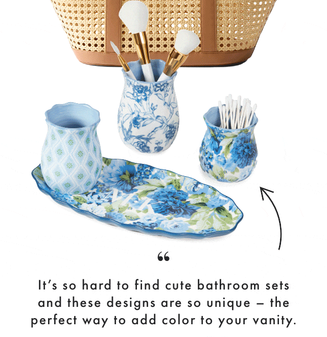 It&rsquo;s so hard to find cute bathroom sets and these designs are so unique - the perfect way to add color to your vanity.